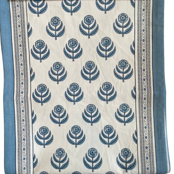 TIRAMISU Spring Summer Blue Floral 100% Premium Cotton 14 X 108 Table Runner NEW - Picture 2 of 5